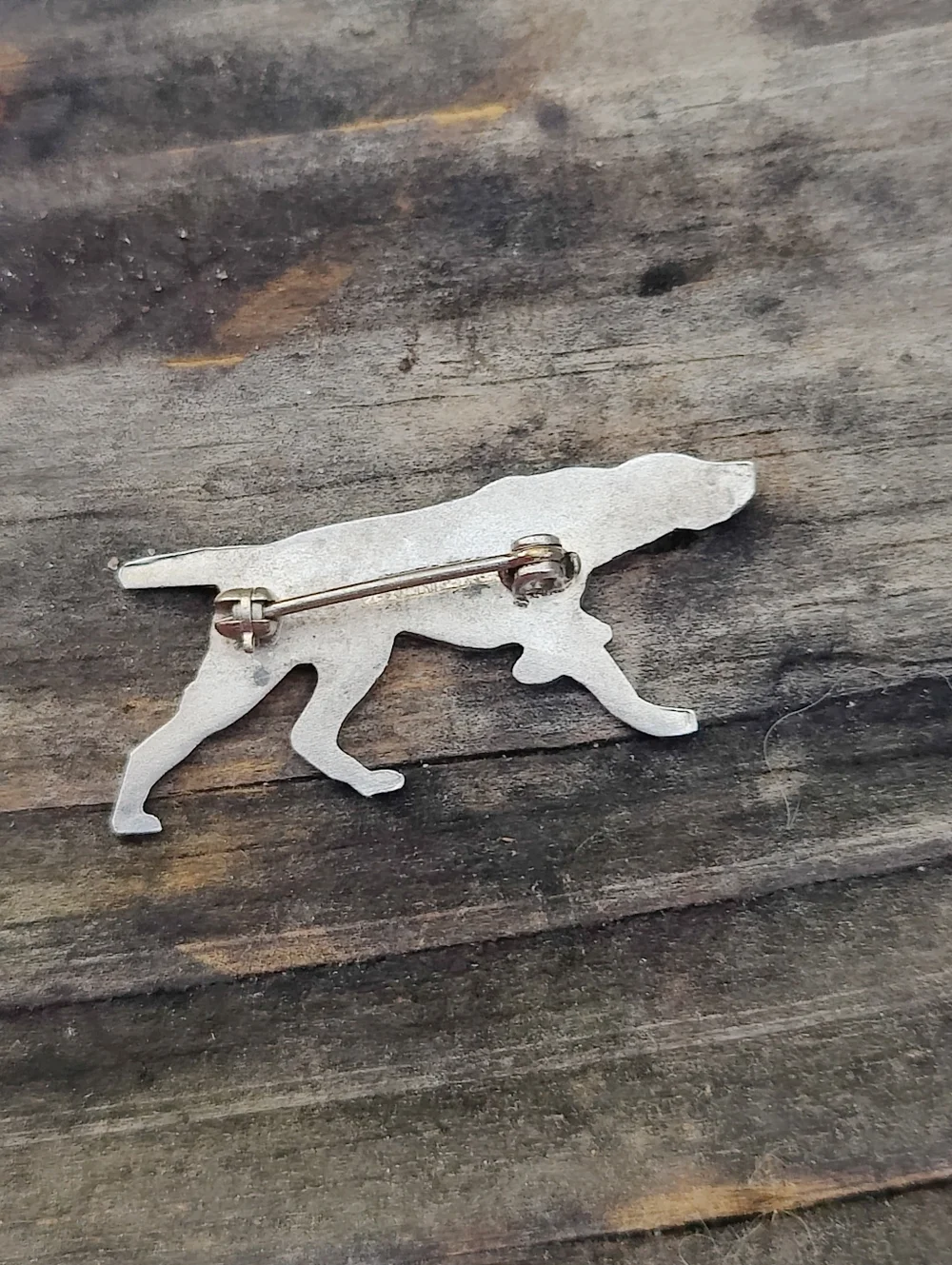 🐕 Vintage Sterling Silver Guilloche Enameled English Pointer Dog Pin - Picture 2 of 5